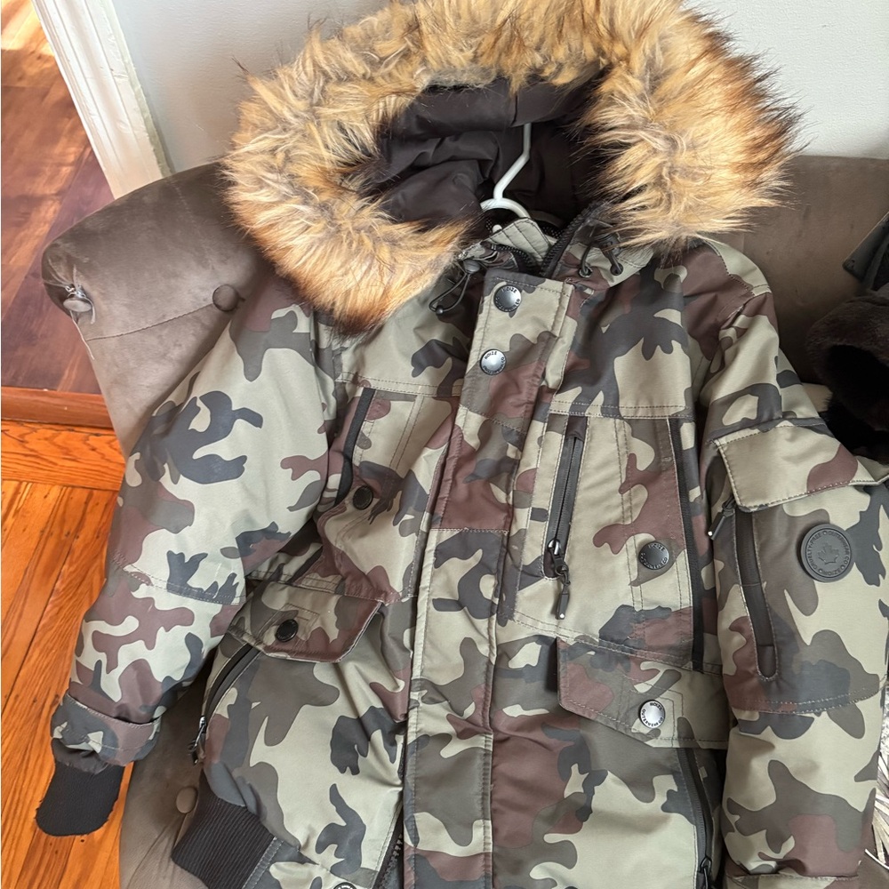 Noize Kids Camouflage Jacket with Faux Fur Hood